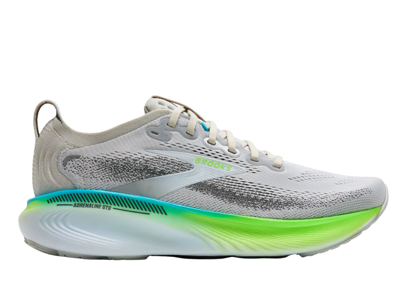 Brooks Adrenaline GTS 25 Mens Running Shoe (Oyster/Green Gecko/Blue