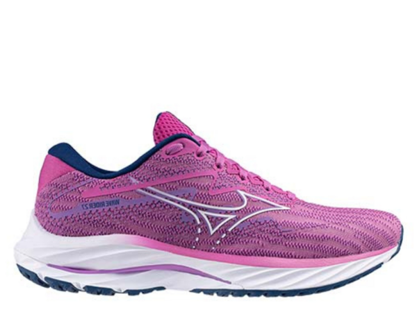 Mizuno Wave Rider 27 Ladies Running Shoe Rosebud White Navy