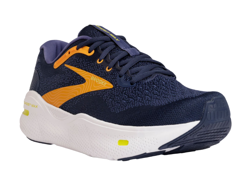 Brooks Ghost Max Mens Running Shoe Crown Black Iris Marigold