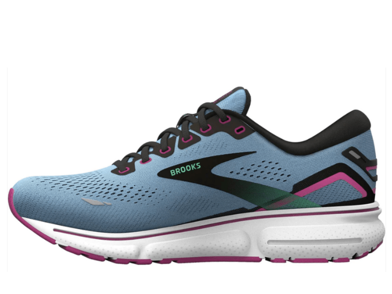 Brooks Ghost 15 Ladies Running Shoe (Blue Bell/Black/Pink) - Gotto Sports Belfast -a84c-brooks-ghost-15-ladies-running-shoe-blue-bell-black-pink-uk-5