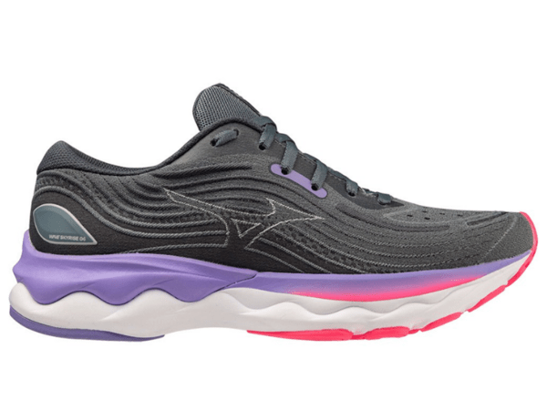 Mizuno Wave Skyrise 4 Ladies Running Shoe (Grey/Purple/Pink) - Gotto Sports Belfast -0b4a-mizuno-wave-skyrise-4-ladies-running-shoe-grey-purple-pink-uk-7-5