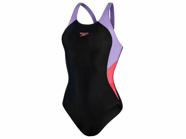 Speedo Colourblock Splice Muscleback Women's Swimsuit (Black/Lilac) - Gotto Sports Belfast -9d04-speedo-colourblock-splice-muscleback-womens-swimsuit-black-lilac-uk-12-34